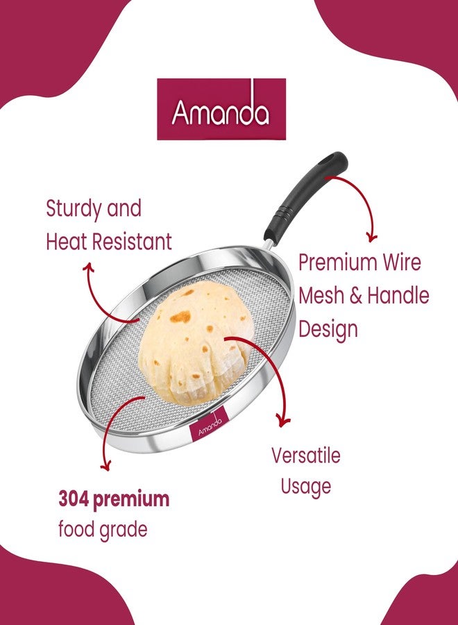 Amanda Stainless Steel Papad Jali Fryer (Roaster) | Multiple use Like Phulka Grill, Grill Tawa Jali for Kitchen | Premium 304 Food Grade | Size no 8 (21cm Diameter) | - Image 3